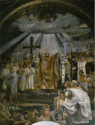 Viktor Vasnetsov The Baptism of Kievans. Spain oil painting art
